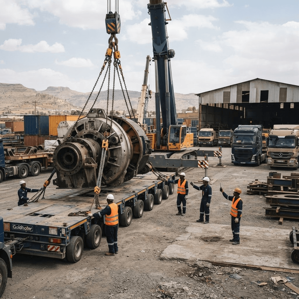 Lowbed trailer prepared for industrial equipment